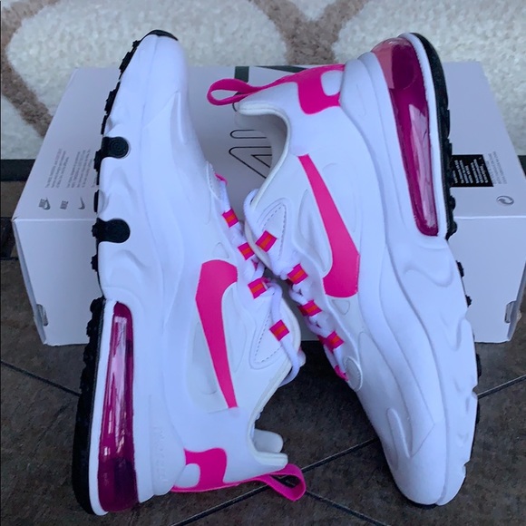NIKE W AIR MAX 270 REACT WHITE/FIRE PINK-TEAM ORAN - Picture 6 of 16